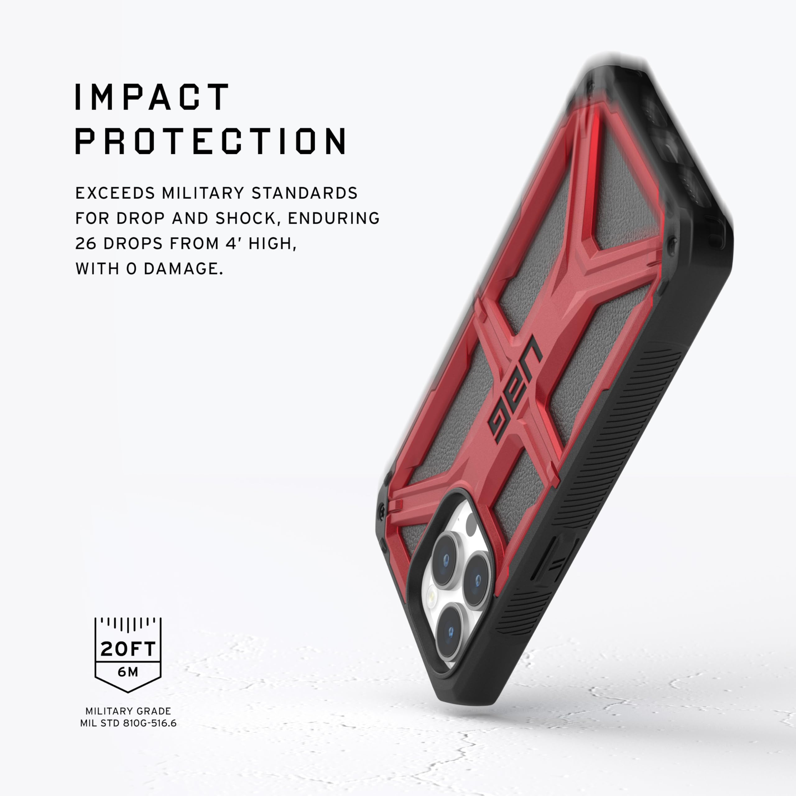 URBAN ARMOR GEAR UAG Case [Updated Version] Compatible with iPhone 15 Pro Case 6.1" Monarch Crimson Rugged Heavy Duty Military Grade Drop Tested Protective Cover - Image 3