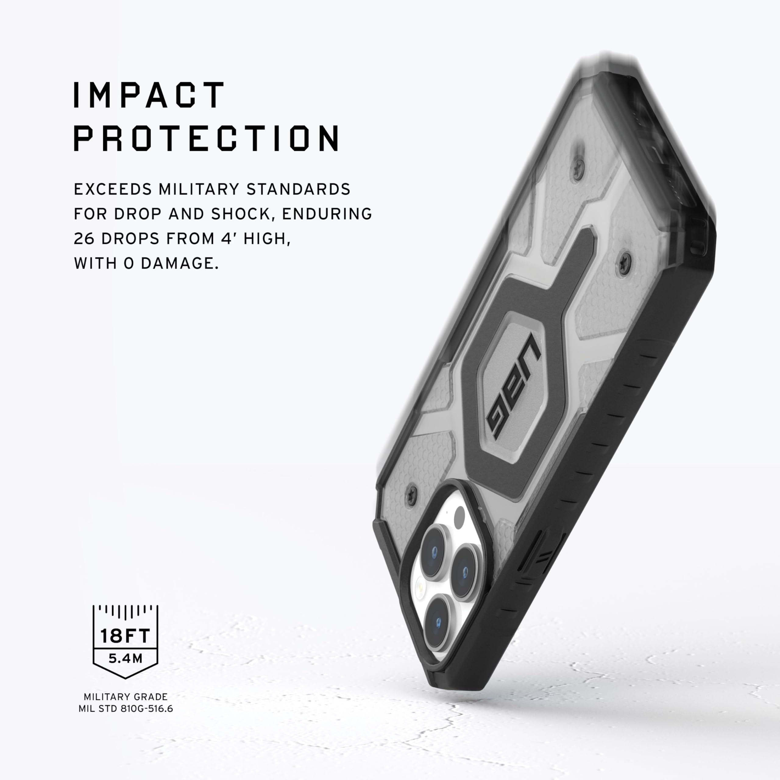 URBAN ARMOR GEAR UAG Case [Updated Version] Compatible with iPhone 15 Pro 6.1" Pathfinder Clear Ash/Black Built-in Magnet Compatible with MagSafe Charging Rugged Transparent Dropproof Protective Cover - Image 3