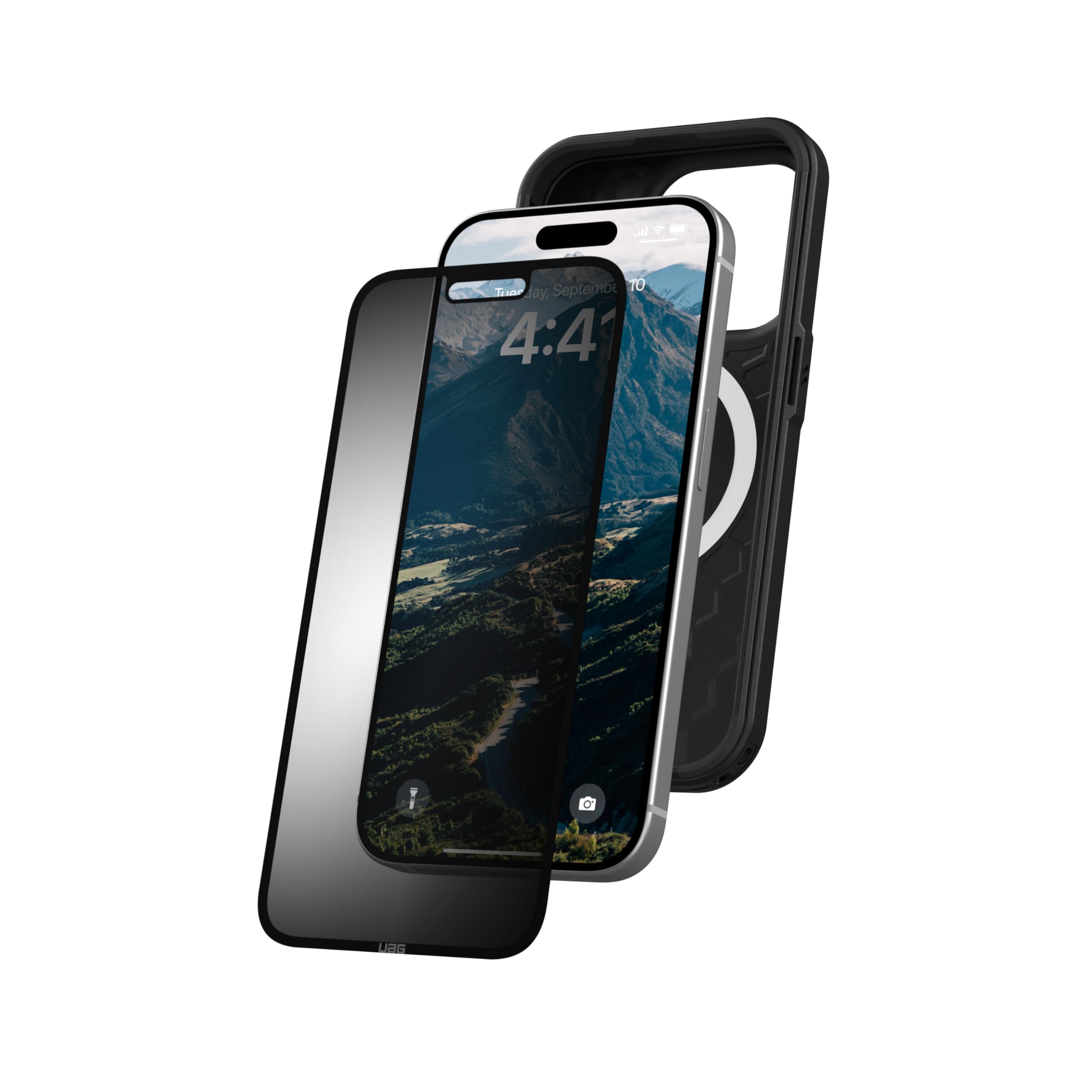 URBAN ARMOR GEAR UAG Designed for iPhone 15 Pro Removable & Reusable Privacy Screen Tint - Premium 2-Way Anti-glare Anti-Spy Flexible Phone Cover - Image 8