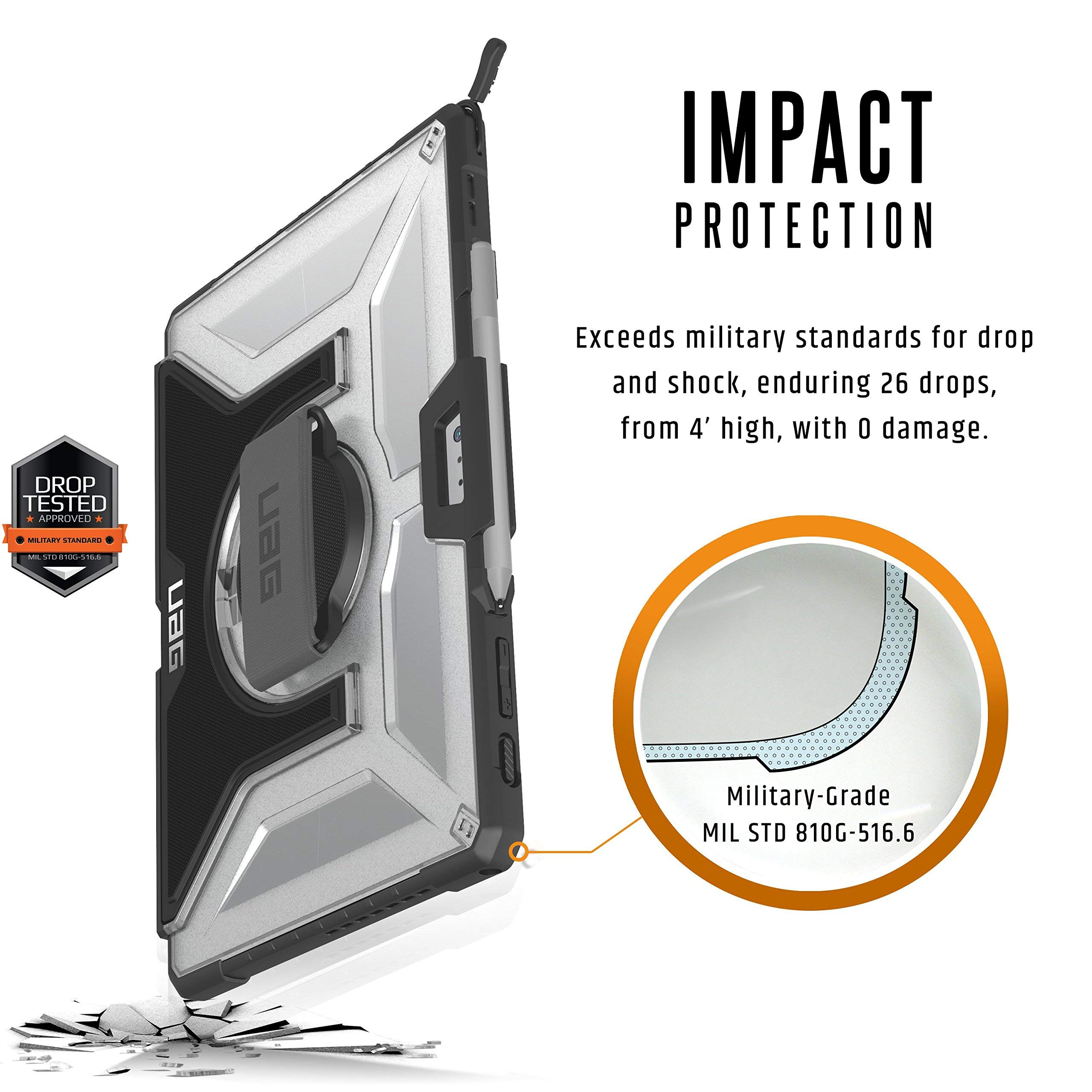 URBAN ARMOR GEAR UAG Designed for Microsoft Surface Pro 7 Plus/Pro 7/Pro 6 Case Plasma - Built-in Hand Strap & Shoulder Strap Rugged Military Graded Protective Cover, Ice - Image 3