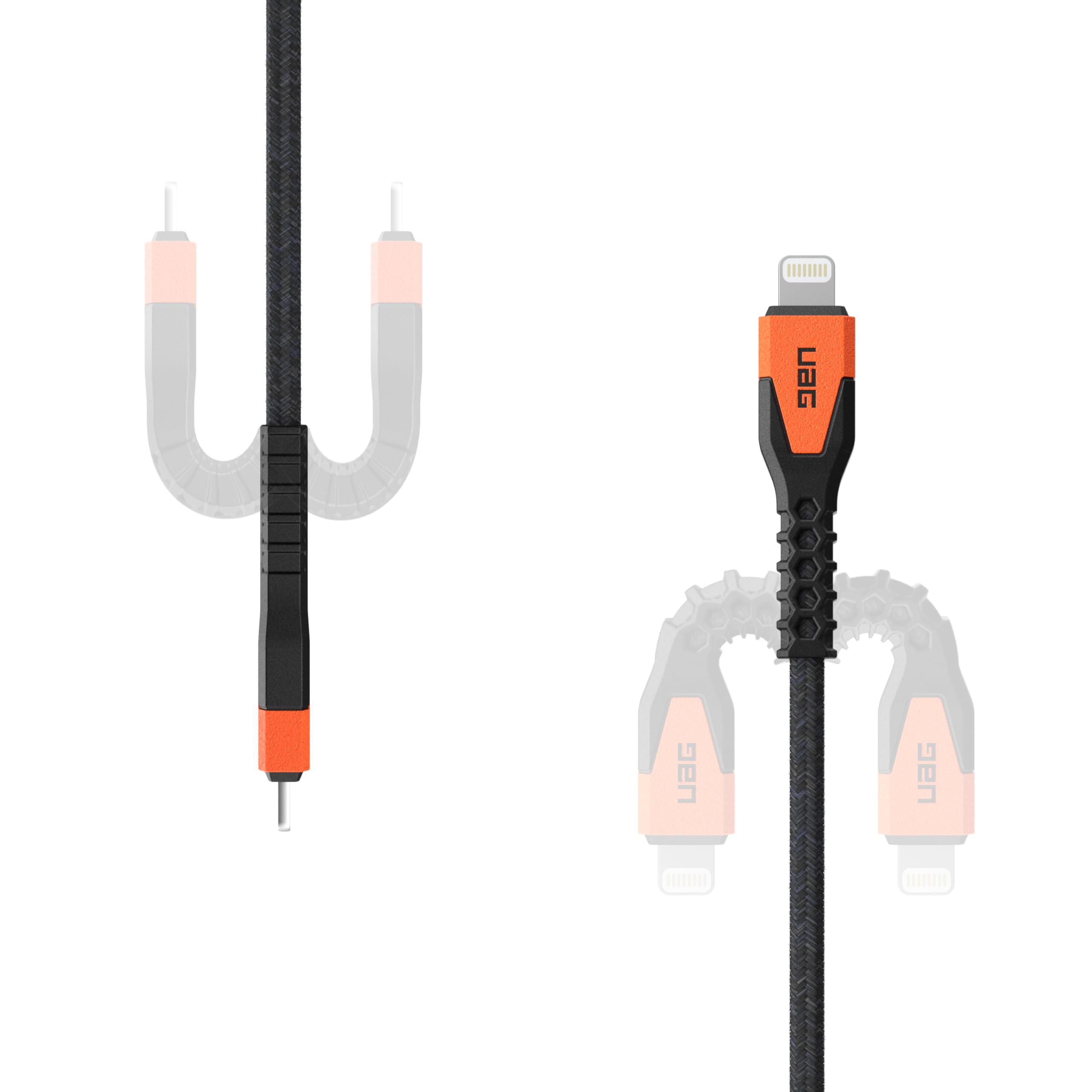 URBAN ARMOR GEAR UAG Rugged Kevlar Core USB-C to Lightning Cable 5ft/1.5m 30W MFi Certified Reinforced Fast iPhone Charger for iPhone 14 Pro Max, iPhone 13 and Earlier Black/Orange - Image 7